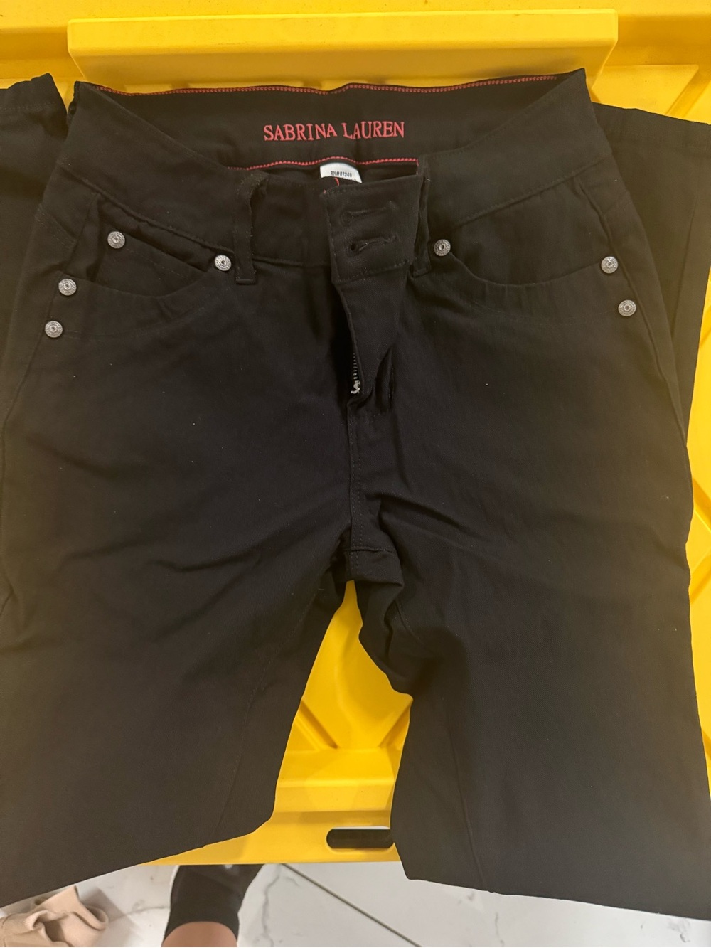 Sabrina Lauren Black with red Stitching stretch jeans